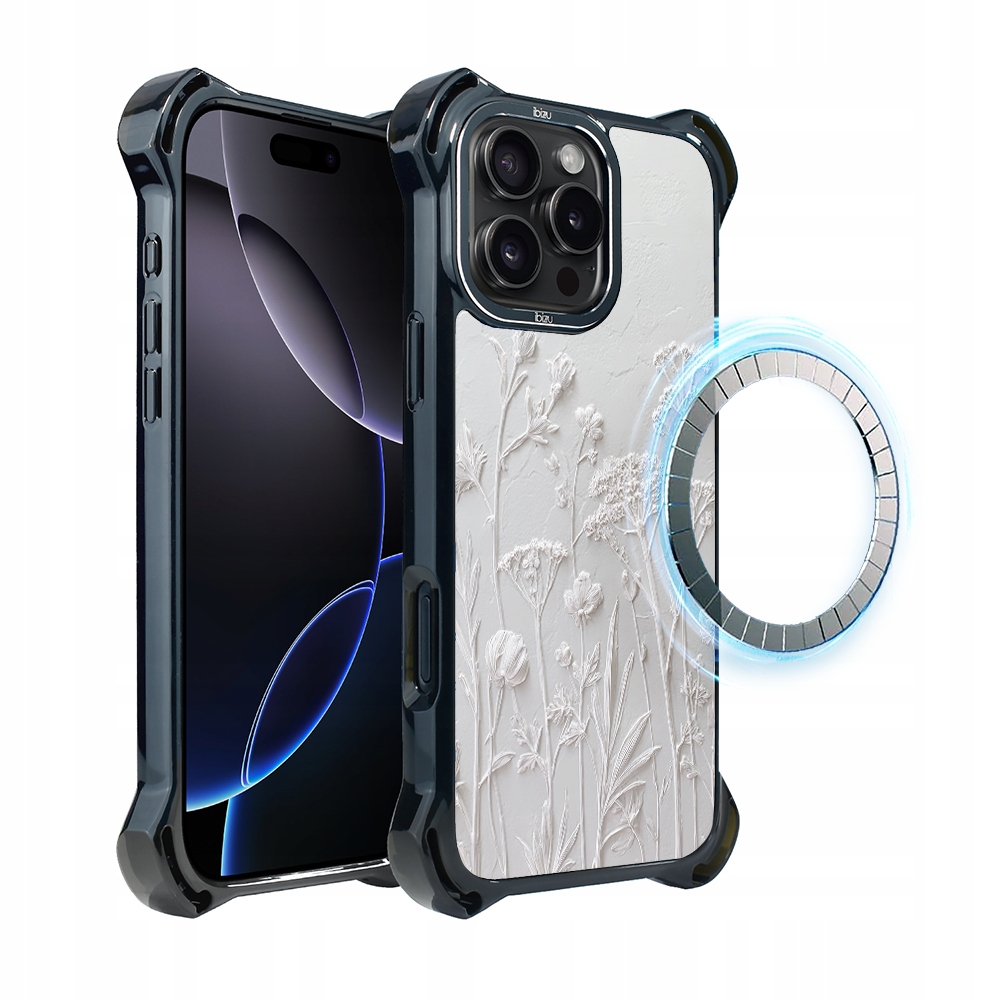 Pouzdro pro iPhone 16 Pro Max Ibizu DropGuard Ultra s MagSafe, sušené květiny