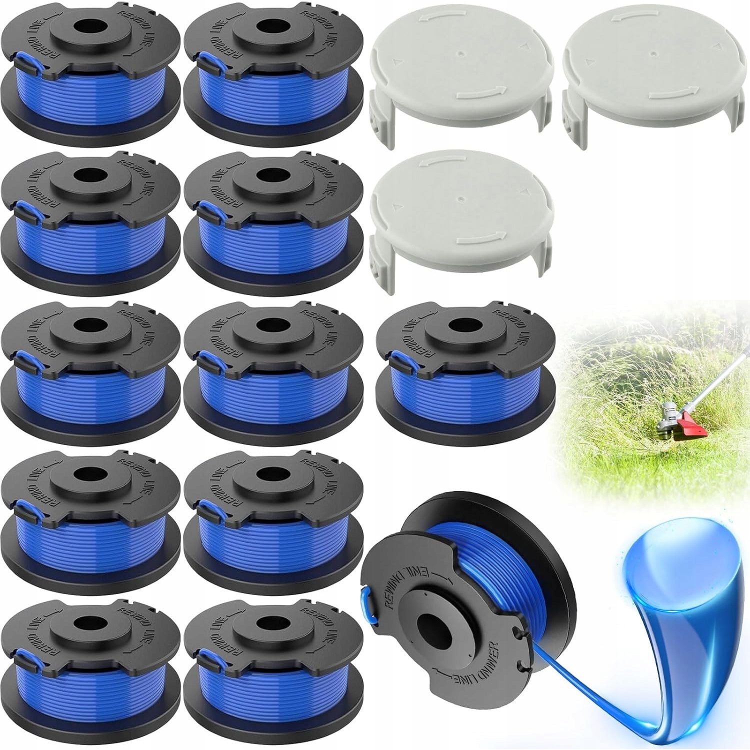 12X Głowica Z Żyłką Do Kosy Kosiarki Ryobi TRWAŁA+3 nasadki