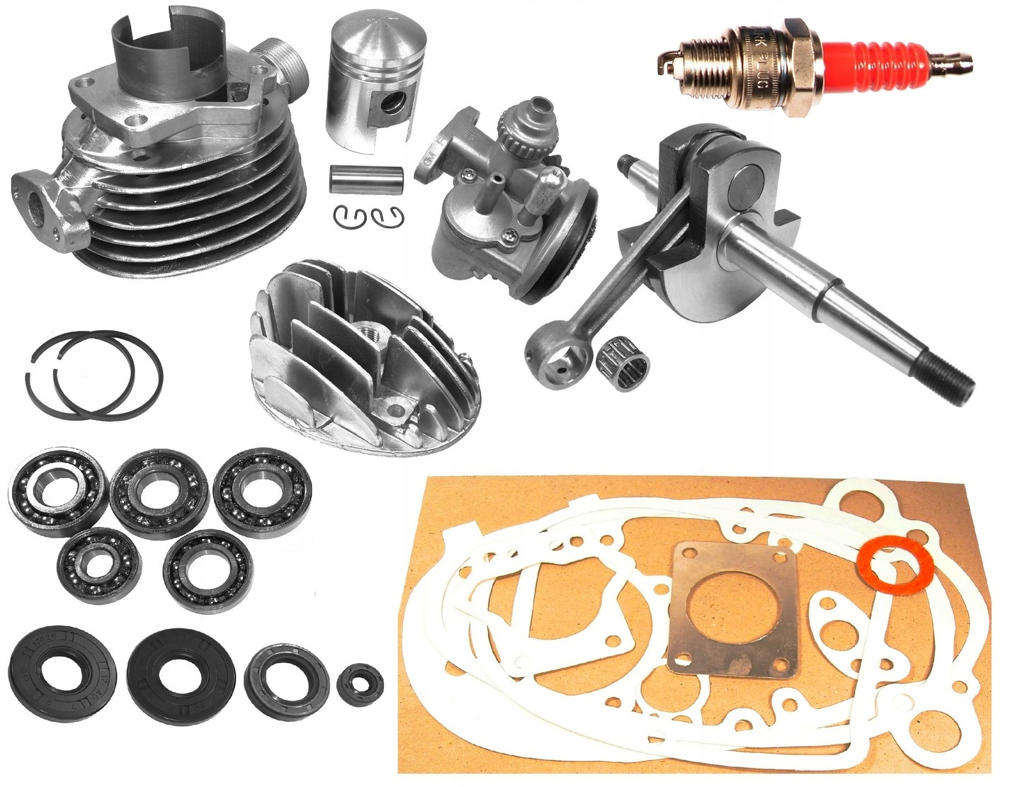 Wał Cylinder 60cc Gaźnik Głowica Łożyska Romet Komar Jajko S38 Komplet