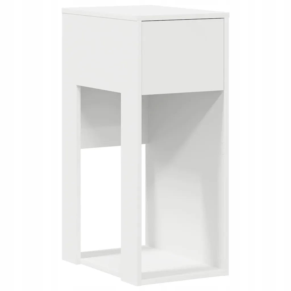 Stojak na komputer biały 30 x 44 x 74 cm z szufladą na kable
