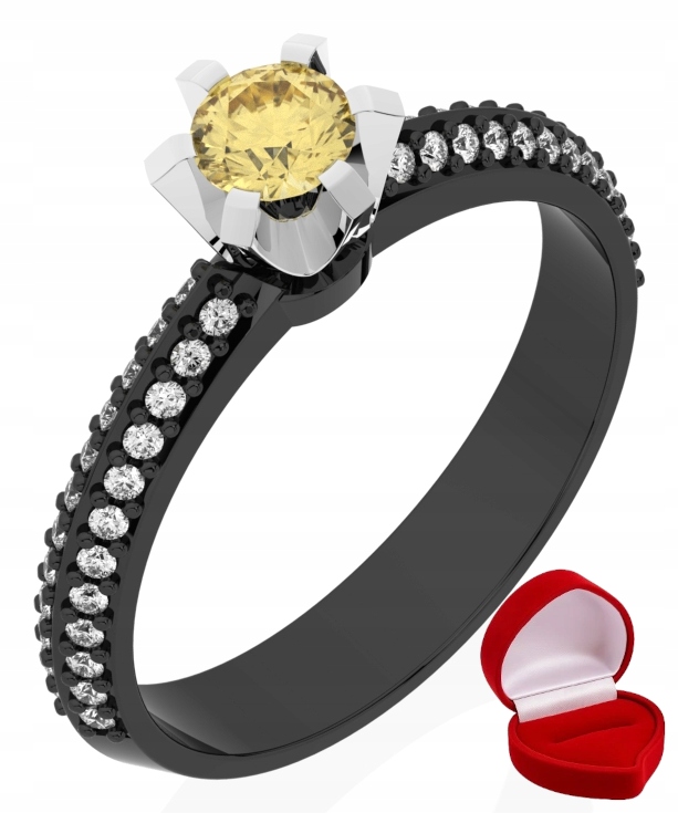 Zlatý Prstýnek 585 14k Safír 0,19 ct Černé Zlato R24