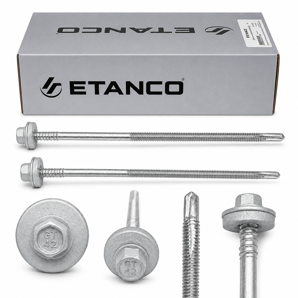 Šrouby Etanco do sendvičové desky 130 mm pro ocel do 12 mm Ral 9006 100 ks