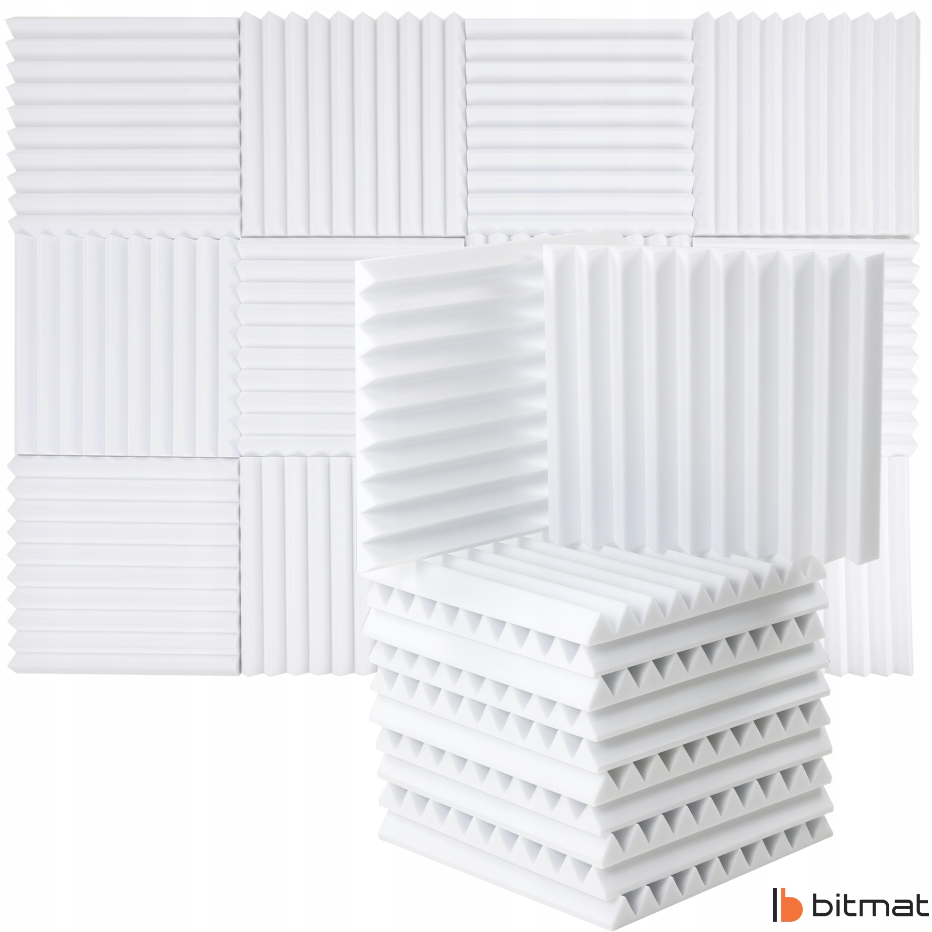 Pianka akustyczna wygłuszająca BASOTECT klin biały dekoracja na ścianę 5cm Faktura kliny