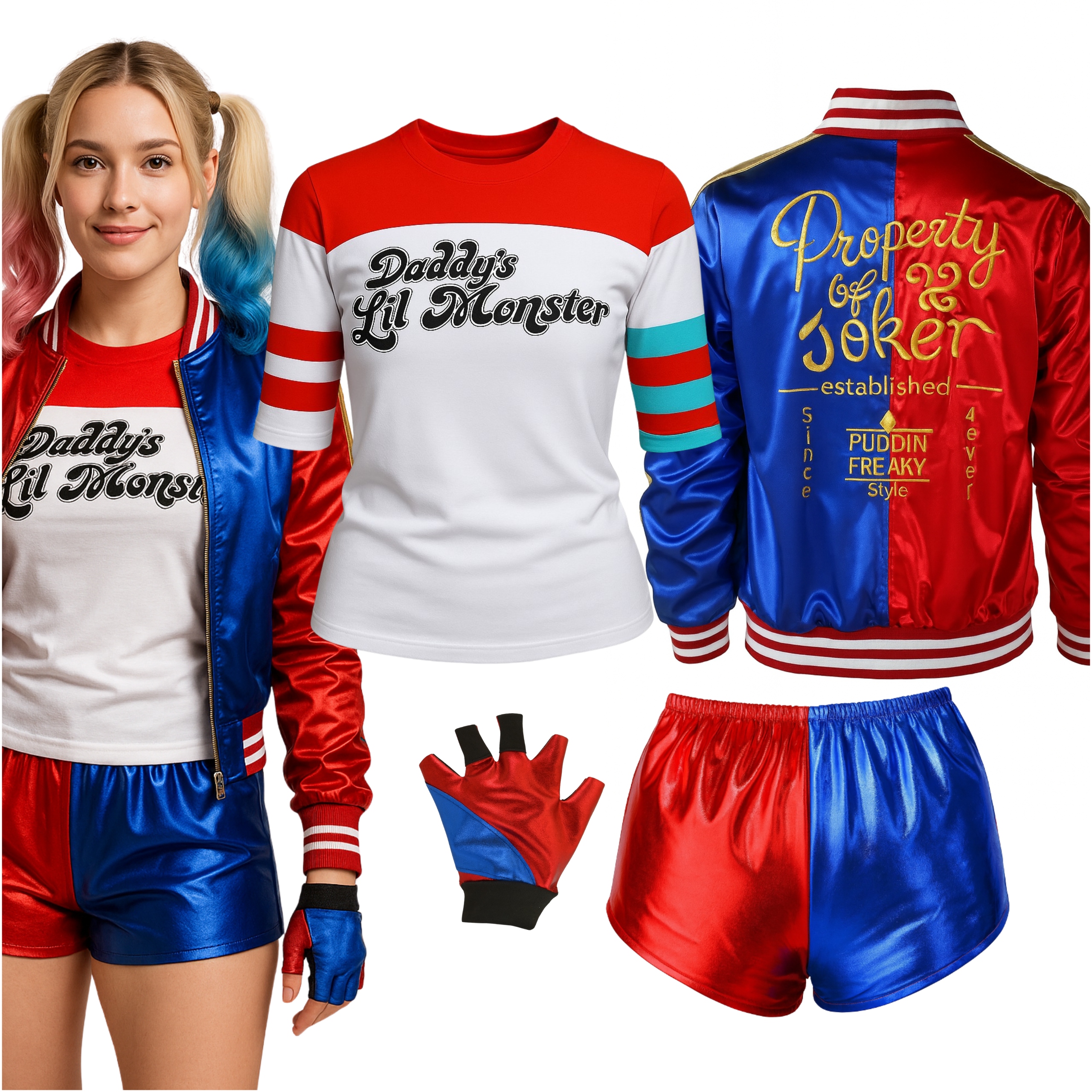 Kostým Harley Quinn Joker Batman Gotham Převlek Kostým Halloween 4EL M