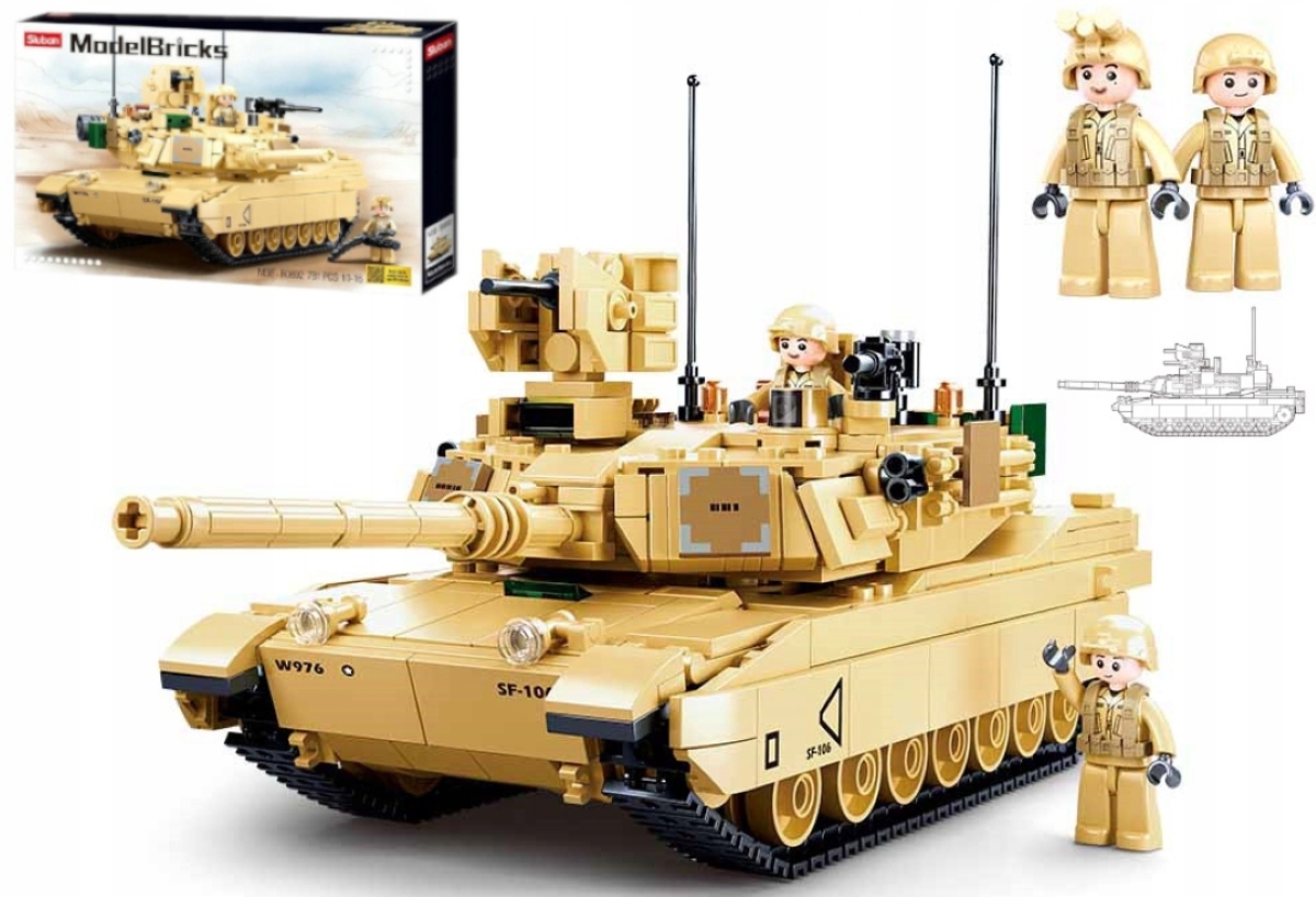 Czołg Abrams M1A2 Usa Pustynna burza 781el Klocki Sluban Armia Wojsko B0892