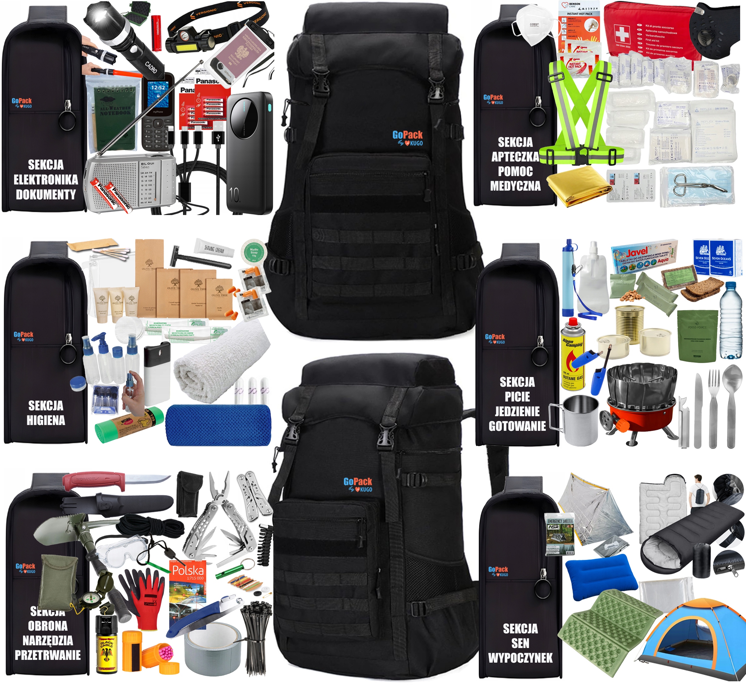 Batoh s vybavením Gopack Max Rcb 72h stan spací pytel 220 v 1