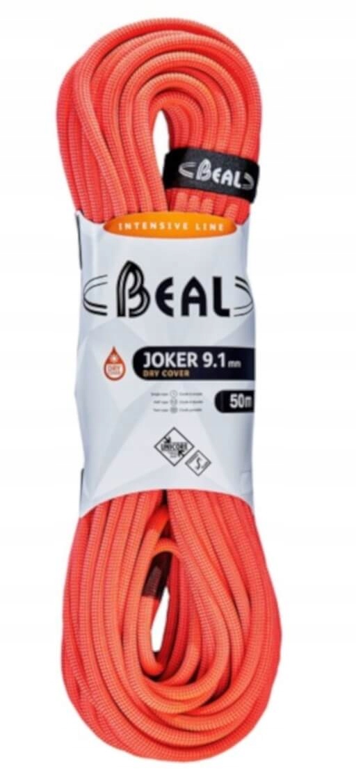Dynamické lano Joker Unicore 9,1 mm x 50 m Dry Cover Orange Beal