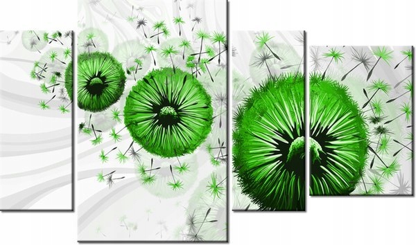 135cm 80 obraz 4 elem Zielone dmuchawce 4 ścienny