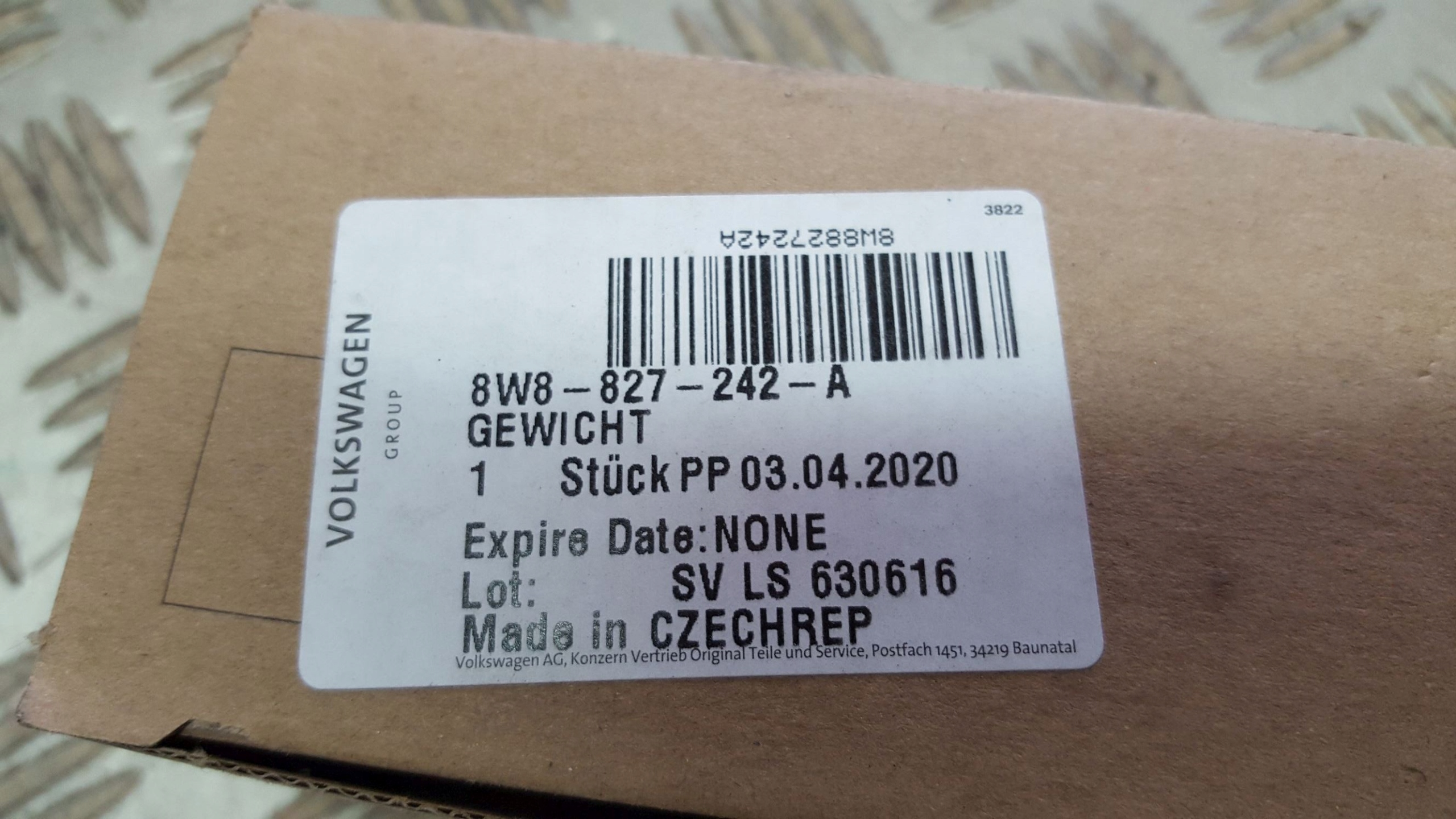 Tilgergewicht WYROWNOWAZAJACY AUDI A5 A7 8W8827242A