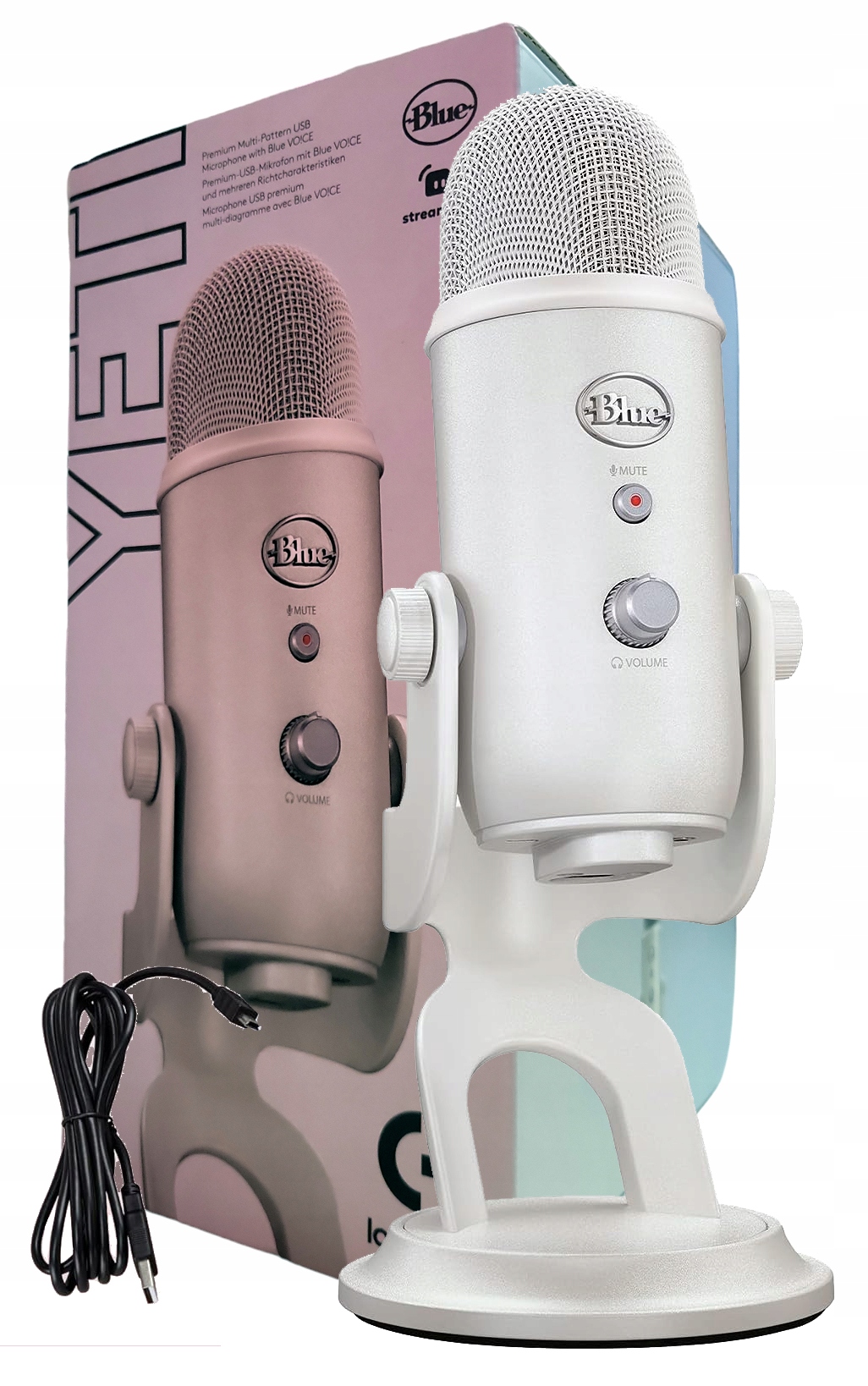 Kondenzátorový Štúdiový Mikrofón Blue Yeti Strieborný Usb Pre Streamovanie