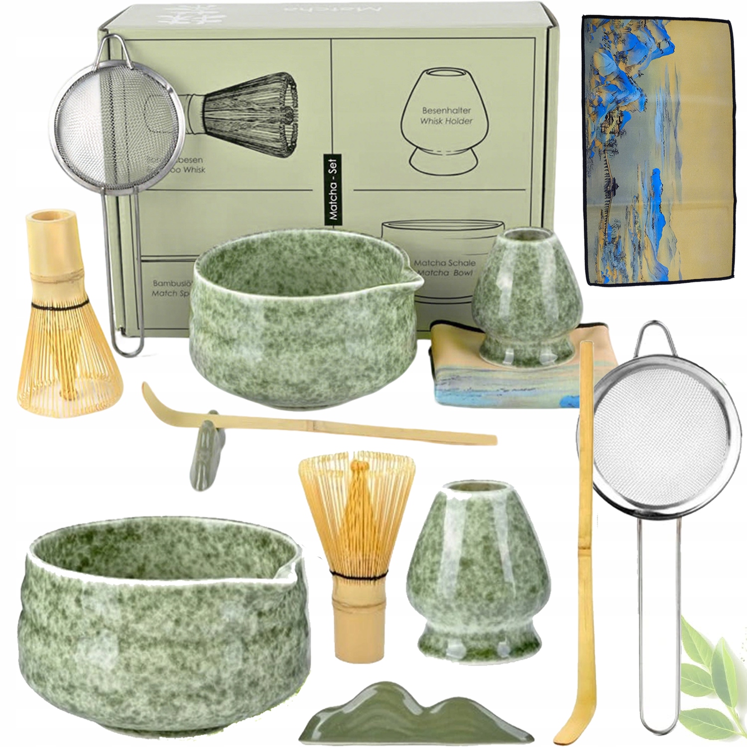 Levně Bambusová Dárková Sada Na Čaj Matchy Chashaku Šlehací Metla Lžíce 7x