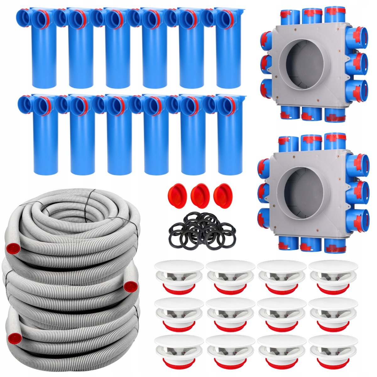 Sada Pro Rekuperaci fi75 kanálů, expanzní, rozvodové, anemostaty