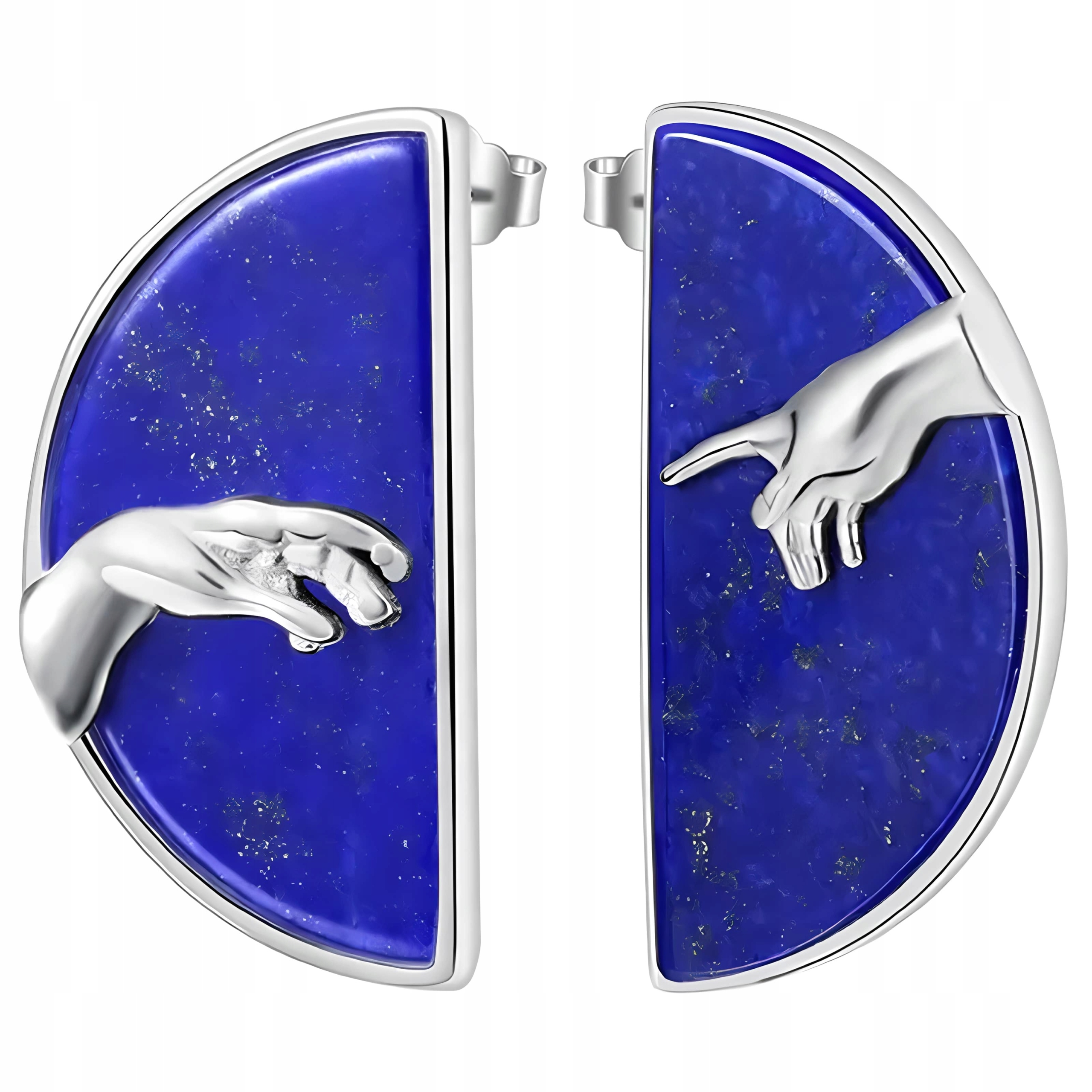 Stříbrné Náušnice Ruka Boží Stříbro 925 Lapis Lazuli Náušnice Trusky