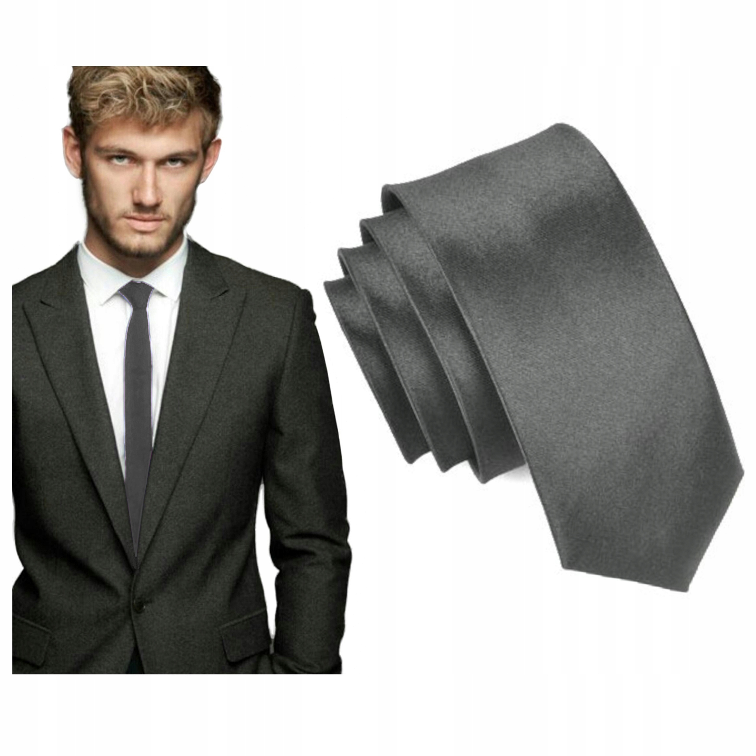 

Krawat Slim wąski Śledzik śledź Jakość grafitowy