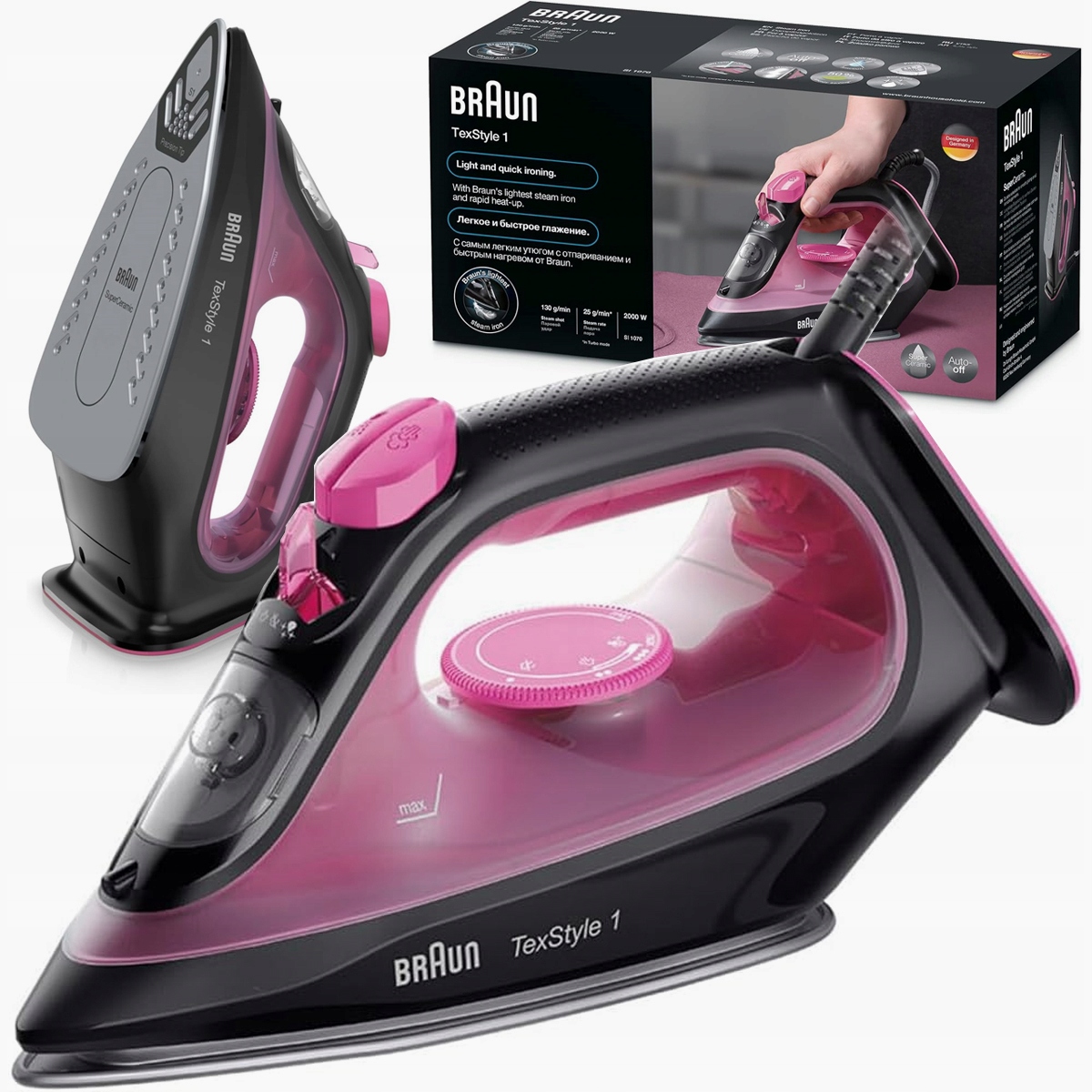 Žehlička Braun TexStyle 1 Si 1070 Pu 2000 W SI1070PU Keramická žehlicí plocha