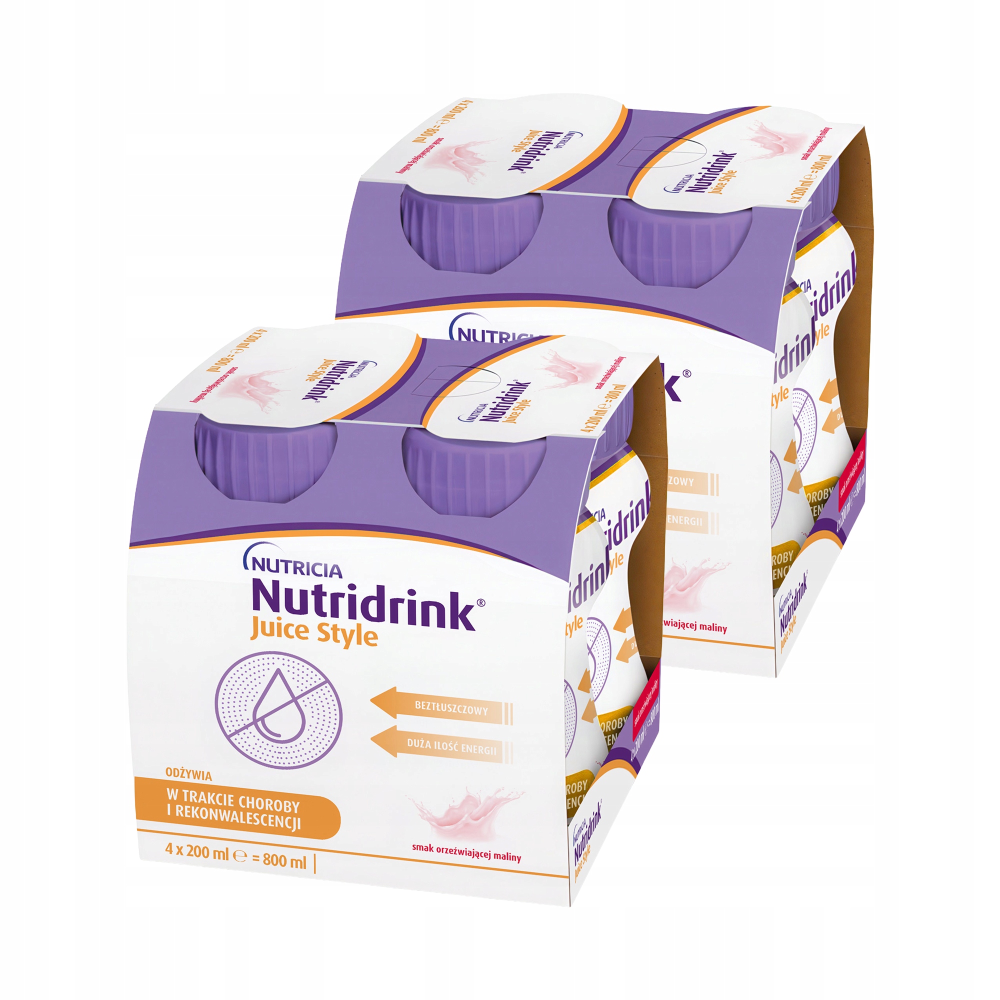 Nutridrink Juice Style o smaku orzeźwiającej maliny Zestaw 8 x 200 ml