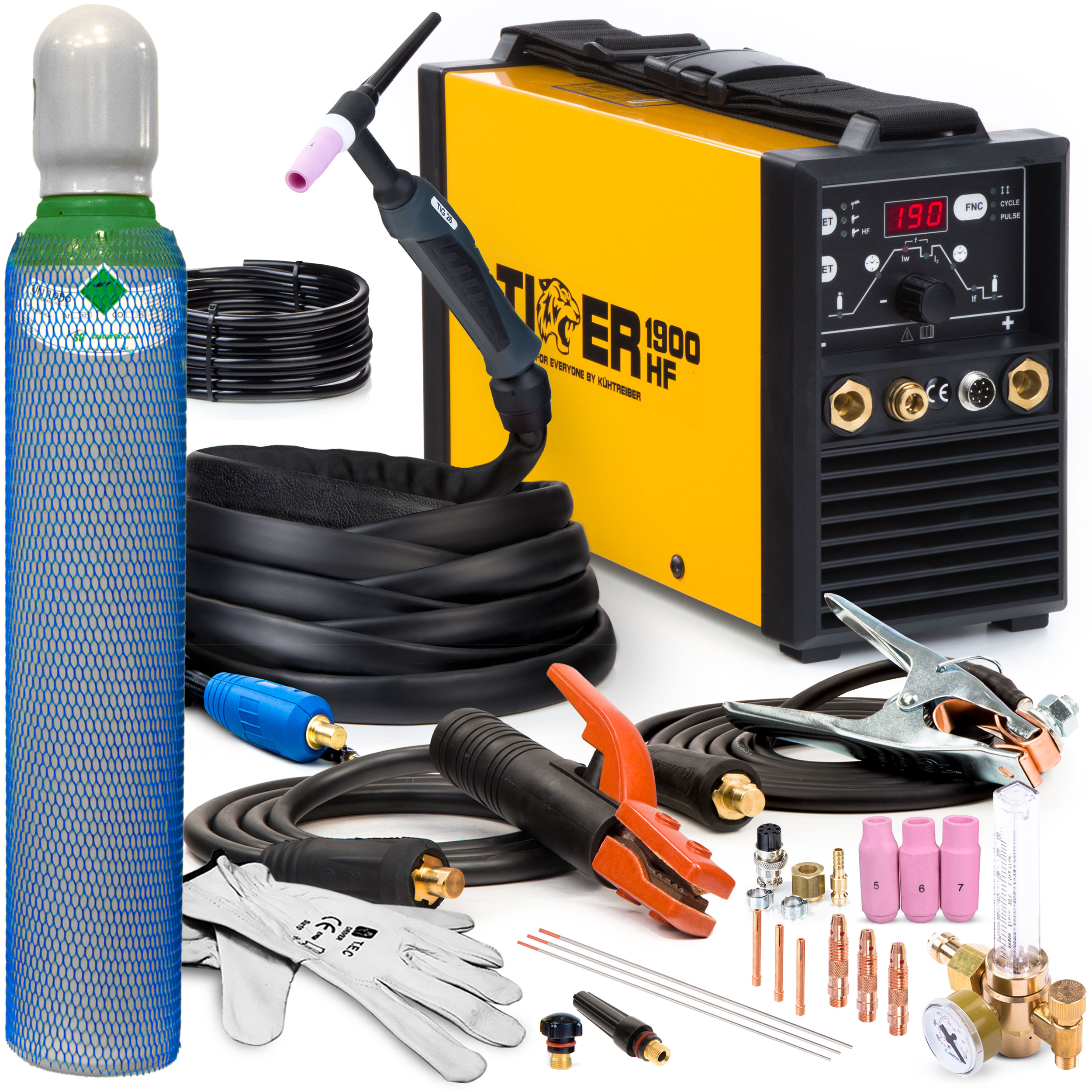 Invertorová Svářečka Tiger 1900 Hf Tig DC Mma Puls 230V 180A Hf Držák 4 M