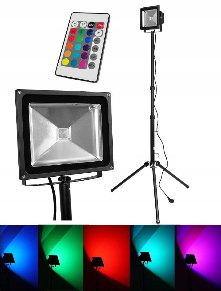 REFLEKTOR HALOGEN LED 20W RGB NA STATYWIE DISCO