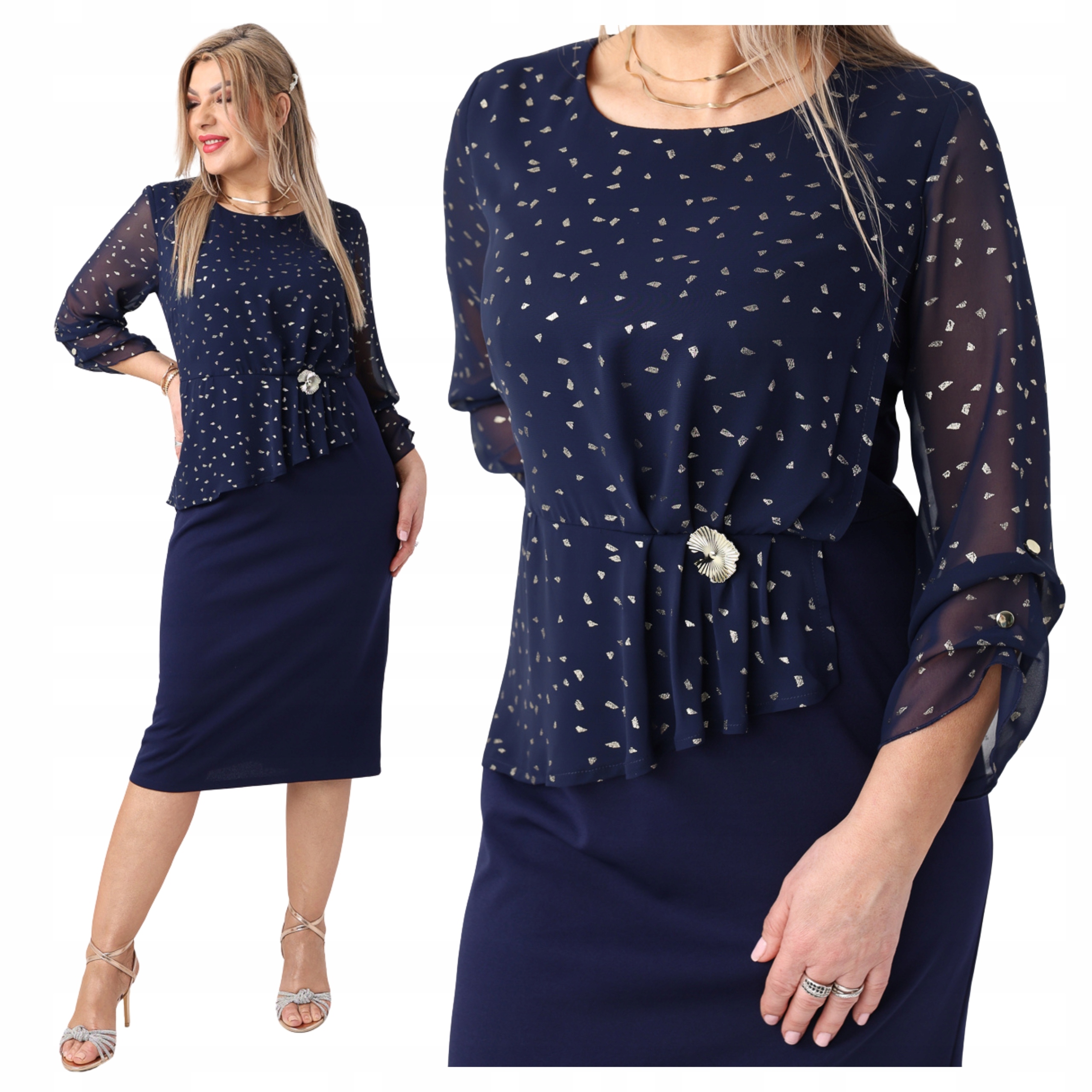 sukienka ołówkowa midi Polski Producent duże rozmiary wieczorowa