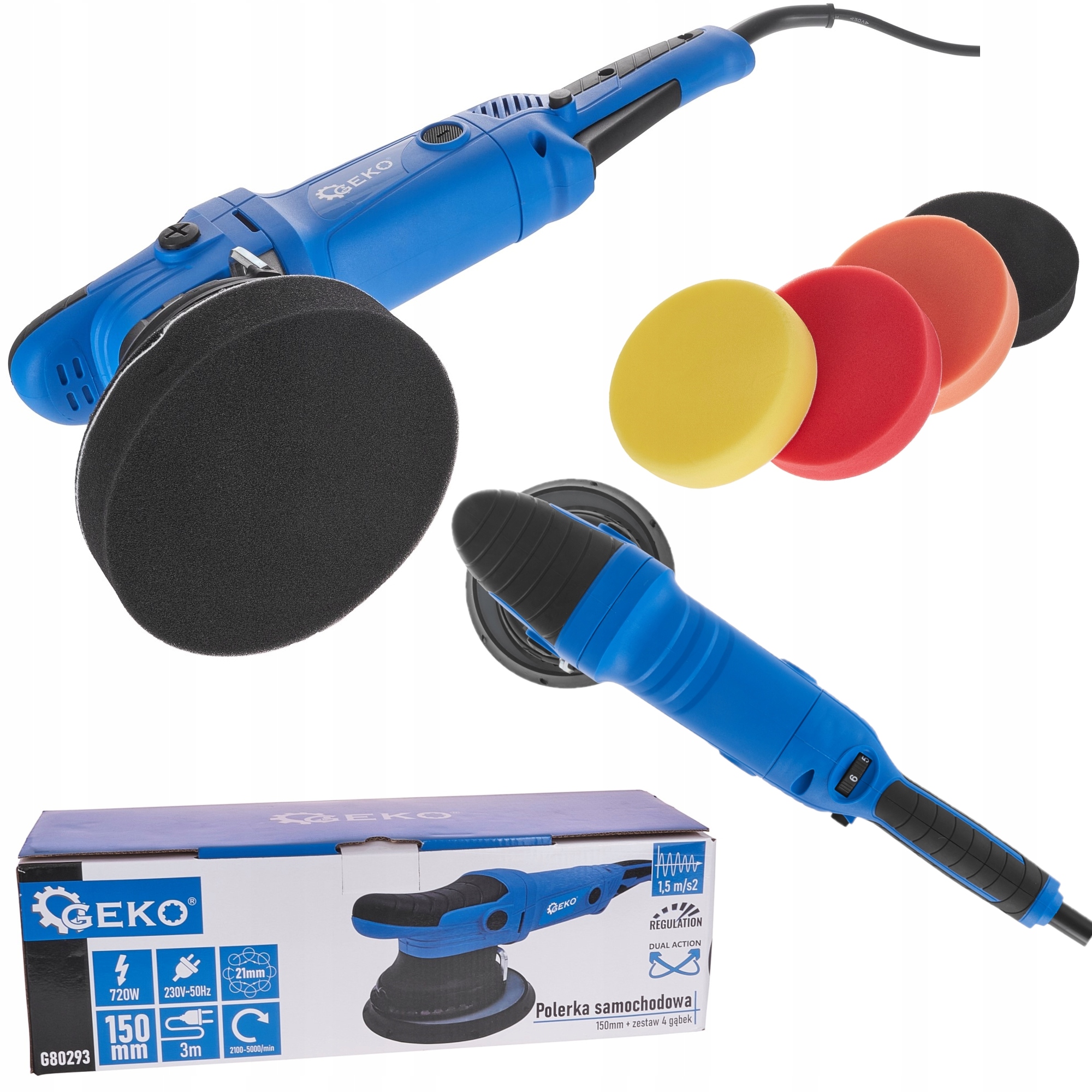 Leštička do auta Regulovatelná 150 mm Silná ergonomická 4 špongie Sada