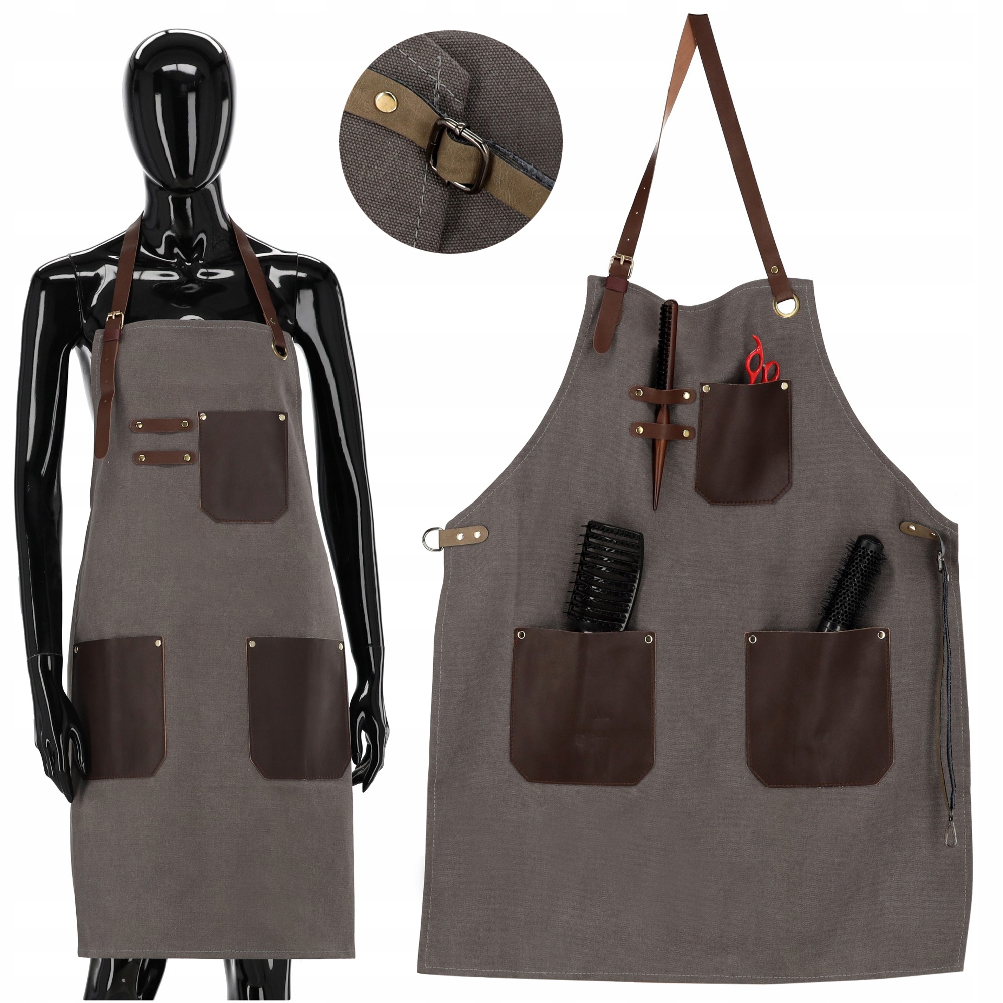 Profesionální barberská kadeřnická zástěra na stříhání s kapsami