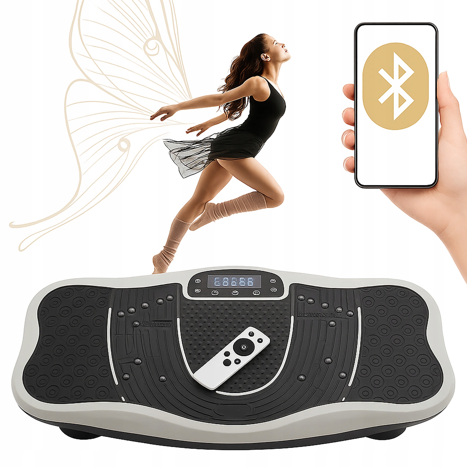 Platforma Wibracyjna 3D Anticellulit Z Masażem Stóp, Pilotem I Bluetooth