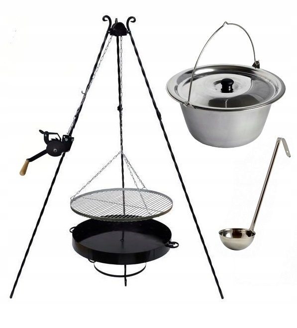 Grill 180 cm nerezový rošt 45 naviják kotlík nerezový 8 l víko