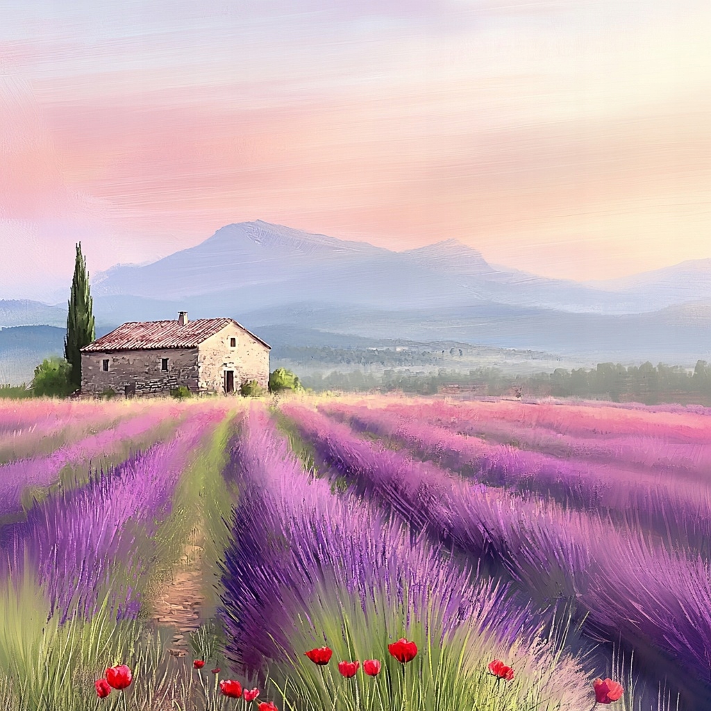 Obraz Na Plátně Canvas Krajina Francie Provence Pole Levandule Květiny 80x80