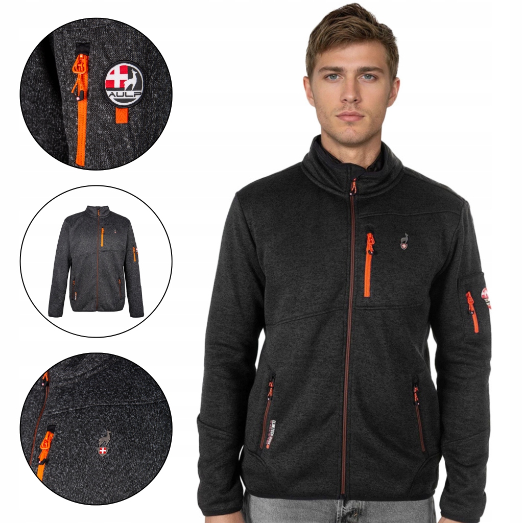 Polar rozepínací mikina melanžová pletená mikina Navoy Aulp 4 kapsy Černá L