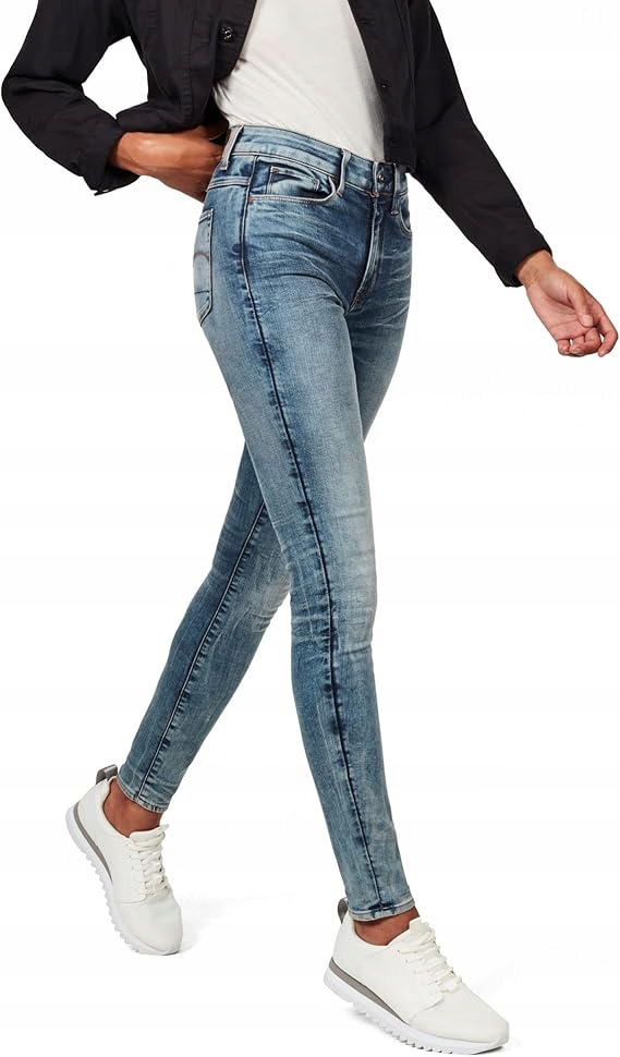 G-star Raw Tmavě Modré Úzké Nohavice Džíny Vysoký Pas 24/30 6FA