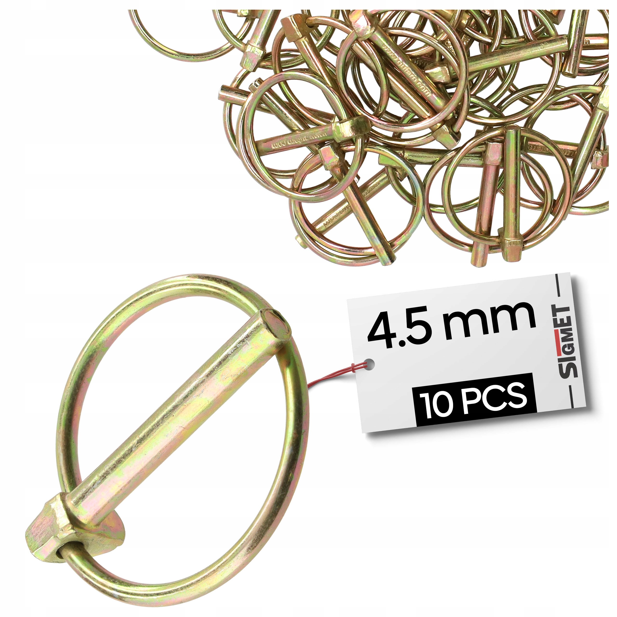 10 x Zawleczki rolnicze przetyczka rolnicza 4,5 mm z pierścieniem do maszyn