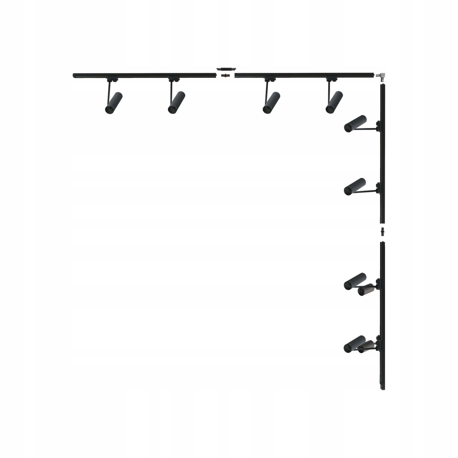 Sada koľajnicového kábla L 2x2 m čierna s reflektormi 1-fázová 3586 Zuma Line