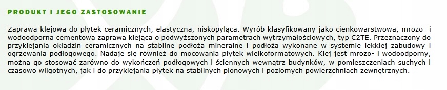 Klej do płytek elastyczny Greinplast P40 25kg Typ klej do glazury i terakoty