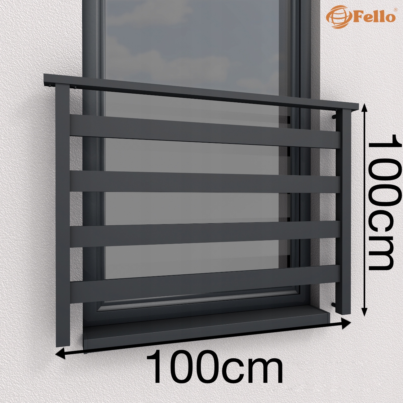 Francúzska okenná zábradlie hliníková 100 cm 7016