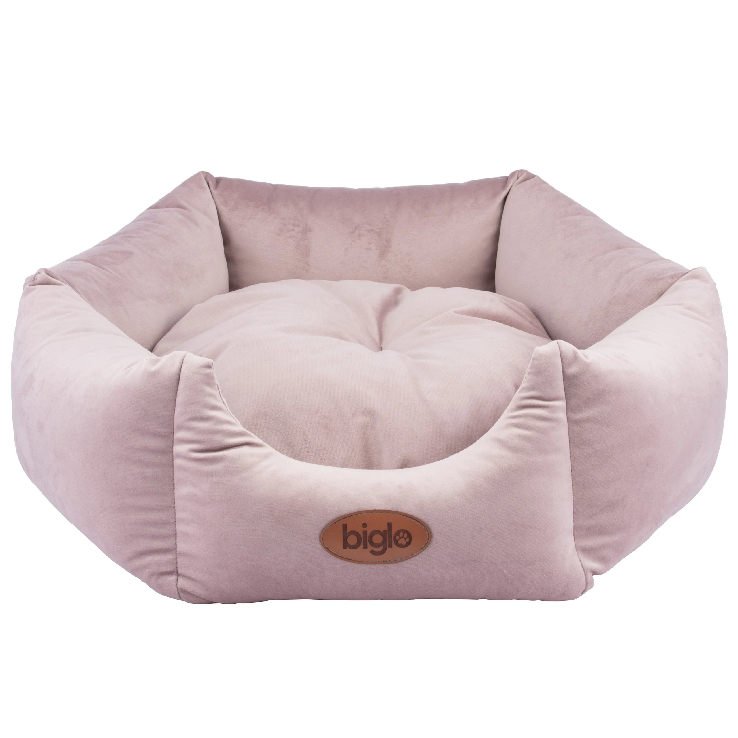 Biglo Bed Velur Love Pink welurowe legowisko dla psa i kota, heksagon L