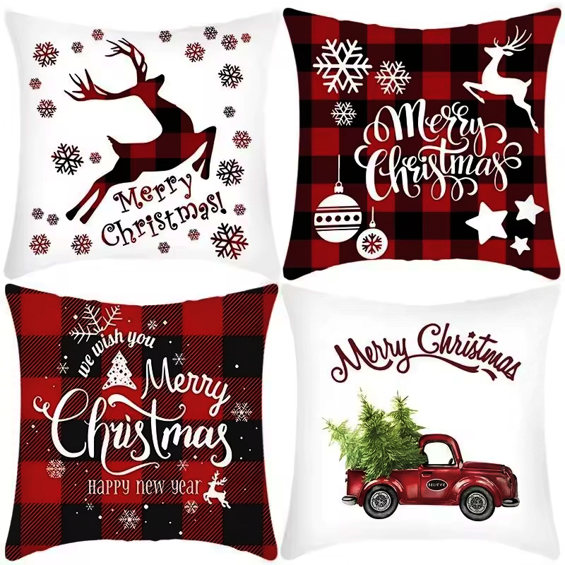 4x POSZEWKI NA PODUSZKI ŚWIĄTECZNE DEKORACYJNE OZDOBNE BAWEŁNA 45x45 JASIEK