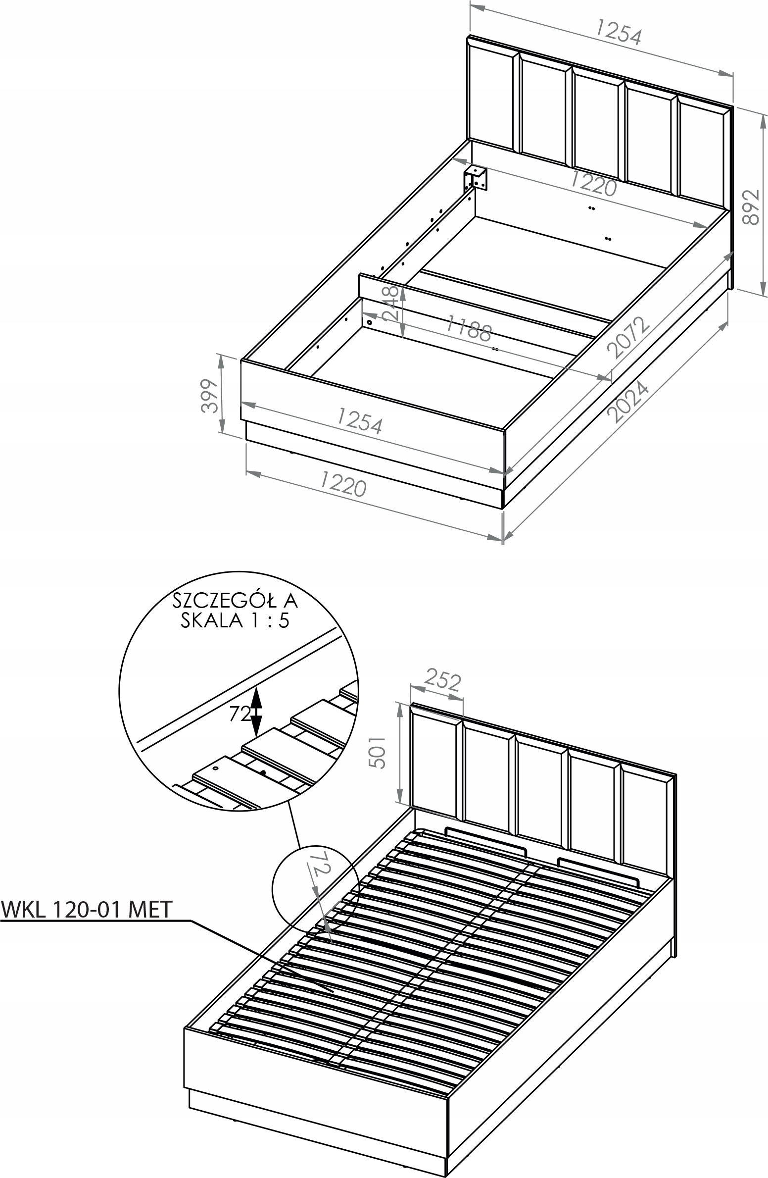 Łóżko 120 COLT 0901 z pojemnikiem,MLMEBLE, GRATISY Długość mebla 208 cm