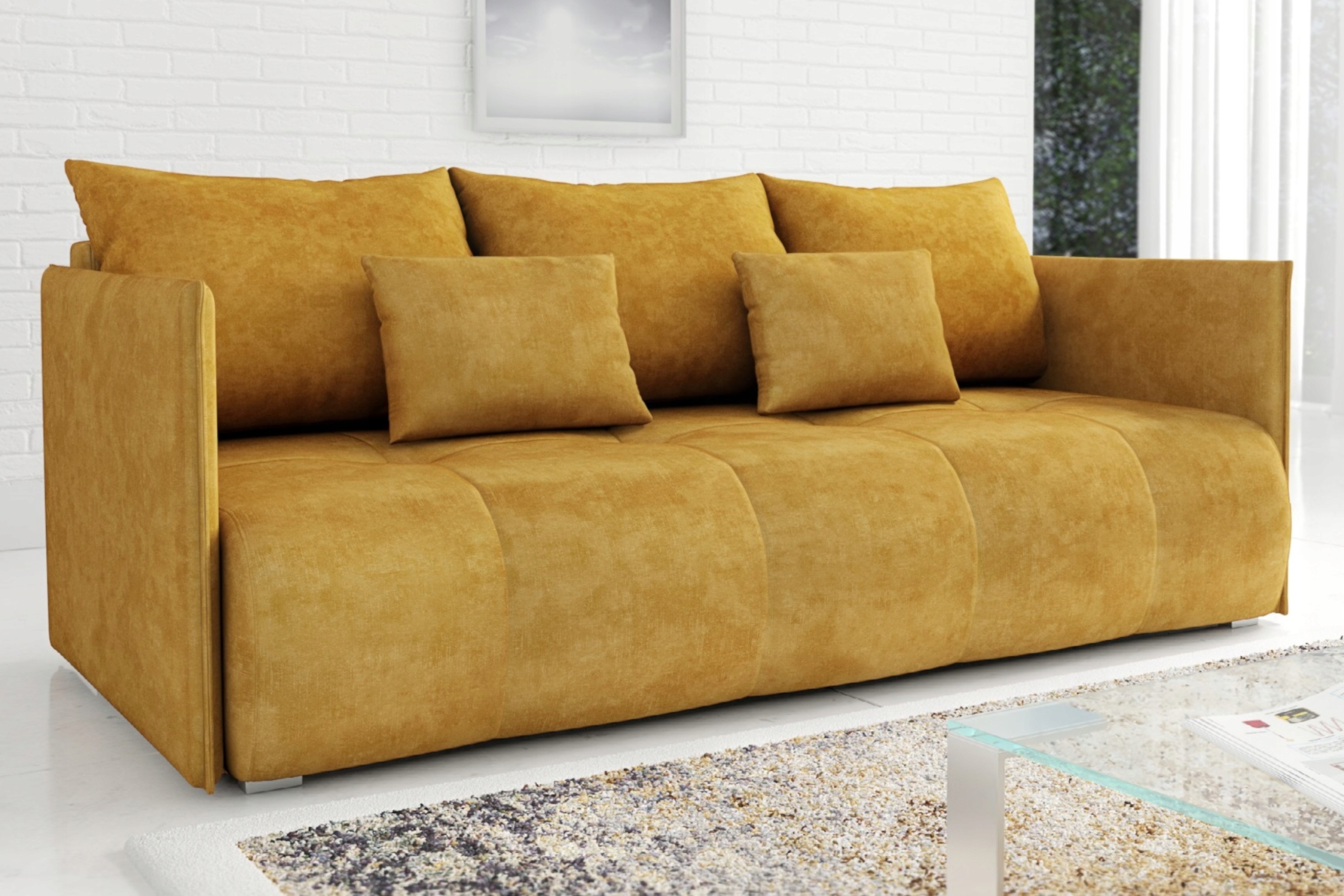 Kanapa/sofa NESSA funkcja spania, pojemnik na pościel MONOLITH/TERRA