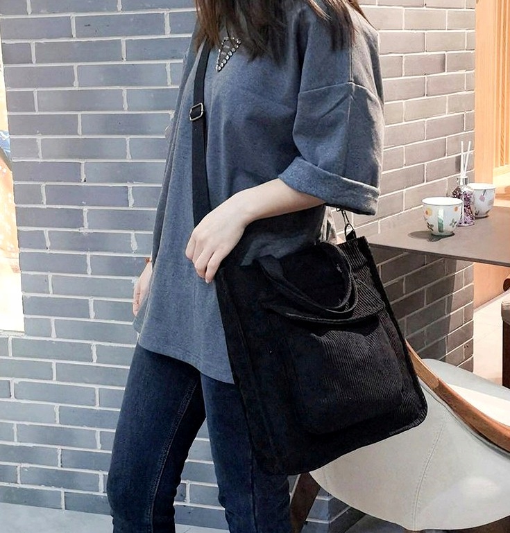 Pojemna Torba torebka Sztruks SHOPPER miejska XL Płeć kobieta