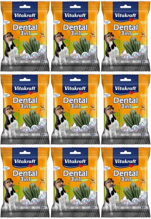 Levně Pamlsek Vitakraft Dental 3v1 Fresh S 120 g 9 ks