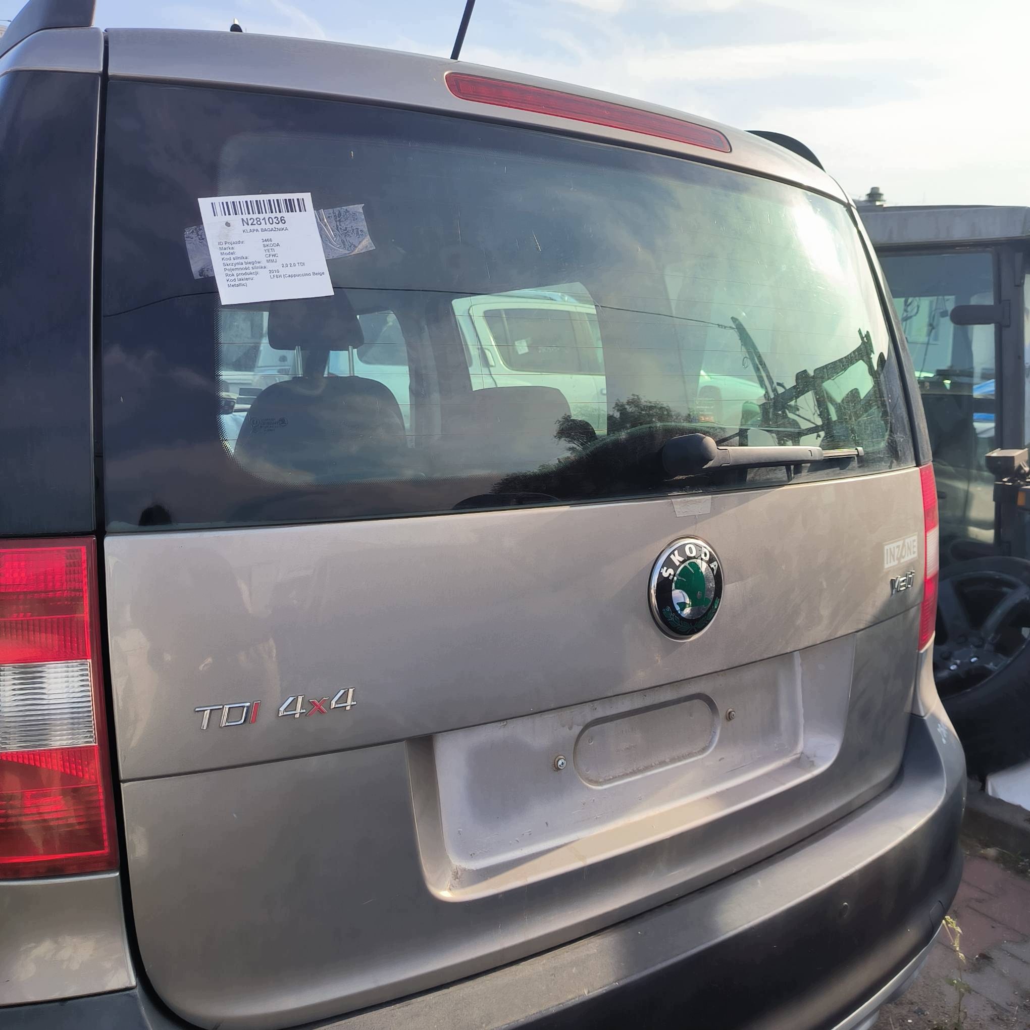 trunk door boot SKODA YETI