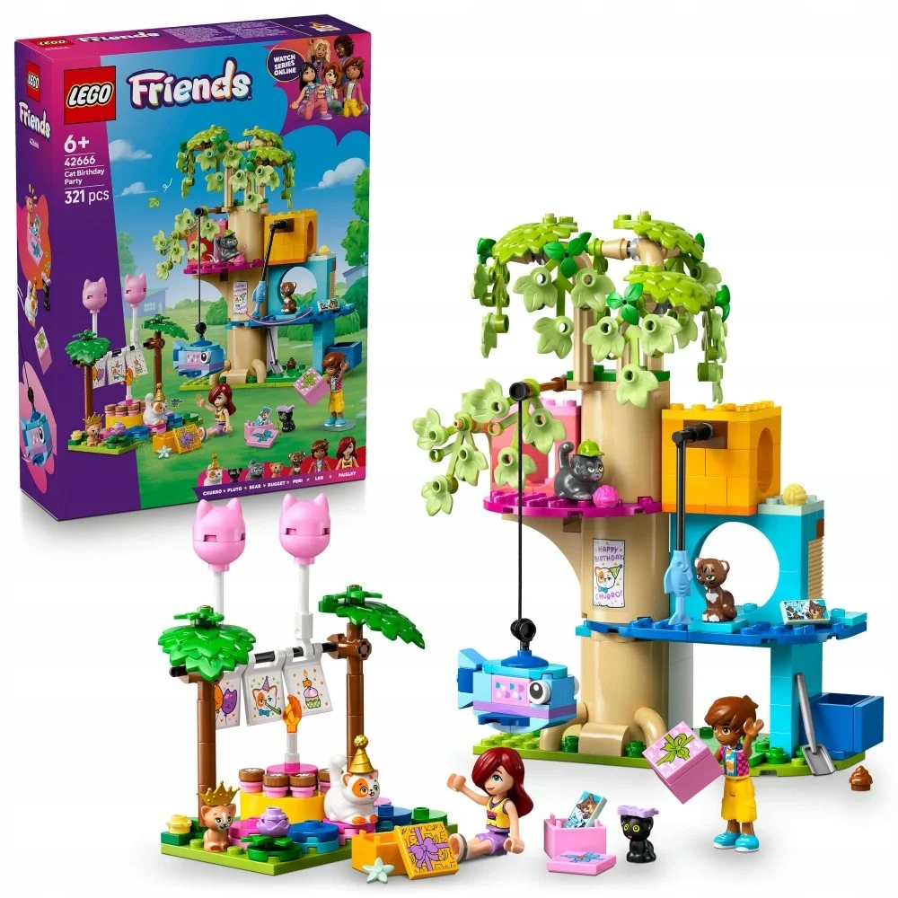 Lego 42666 Přátelé Kočičí narozeninová oslava a domeček na stromě