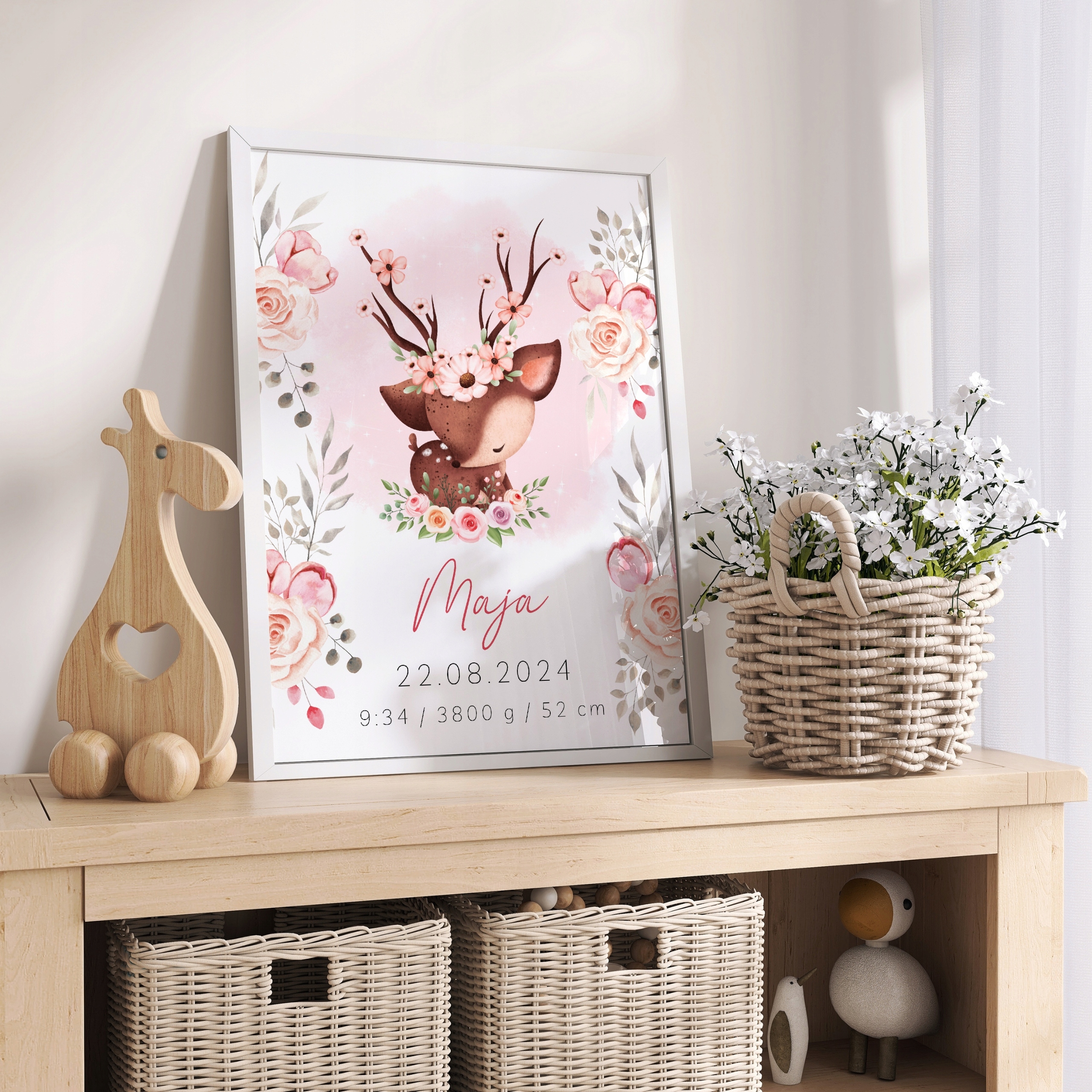 METRYCZKA DLA DZIEWCZYNKI PERSONALIZOWANY PLAKAT W RAMIE PREZENT PAMIĄTKA Marka inna marka