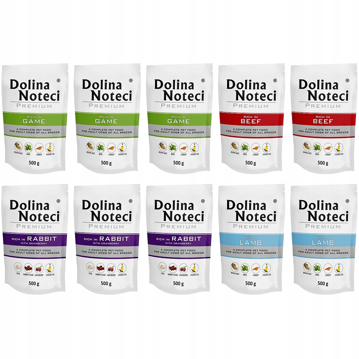 Levně Dolina Noteci Premium Vlhké krmivo pro psy mix chutí hovězí maso 10 x 500 g