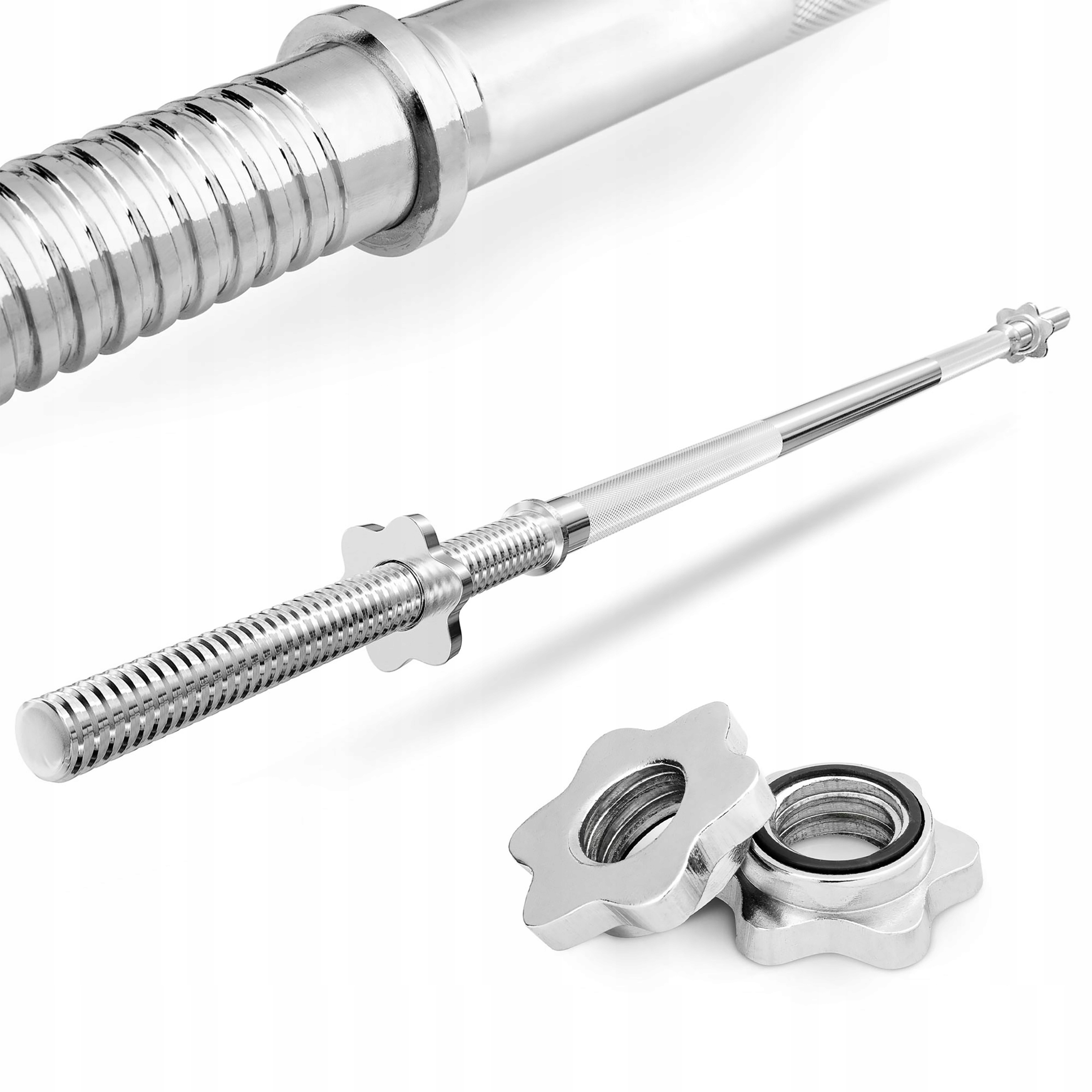 Gryf Prosty 200cm stalowy sztanga 30mm pełny zaciski nakrętki siłownia