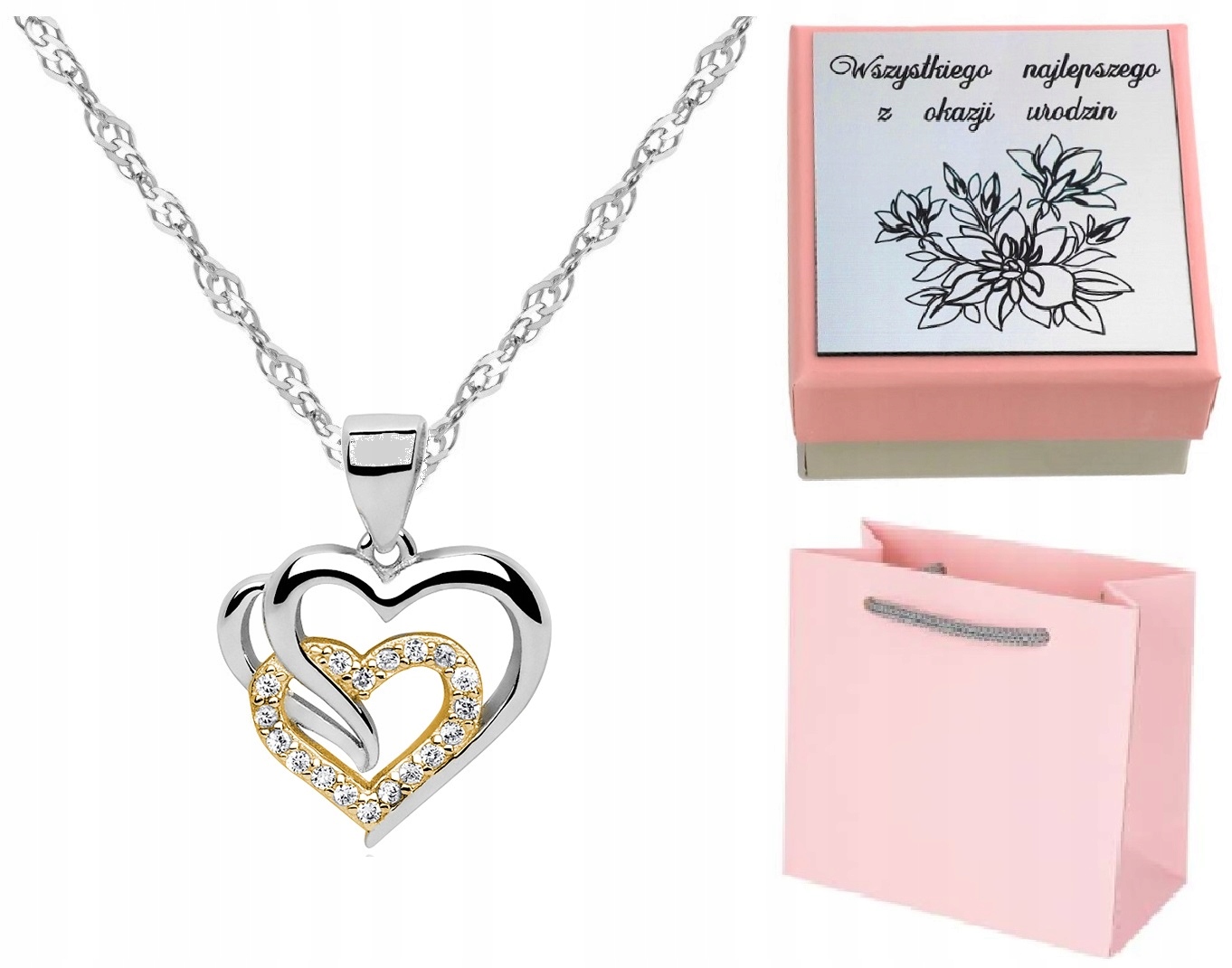 Řetízek srdce zlato stříbro 925 Gravírování Valentýna