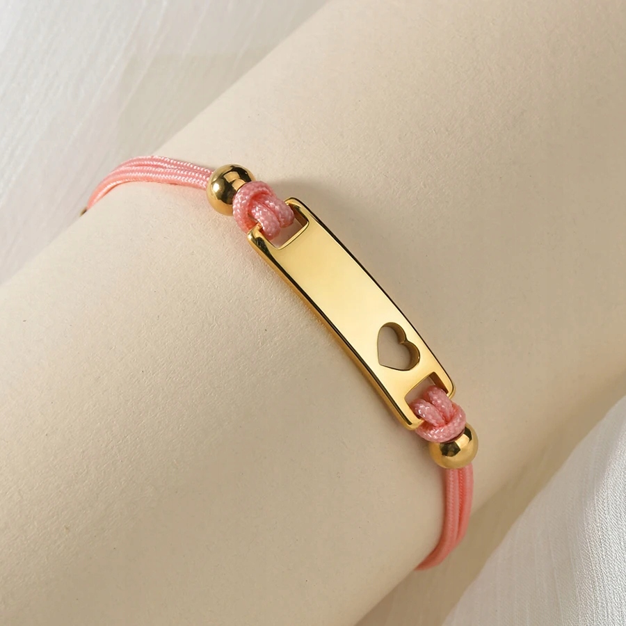 Personalized Engrave Kid's Name Id Bar String Bracelets For Boy Girl Długość całkowita 23 cm