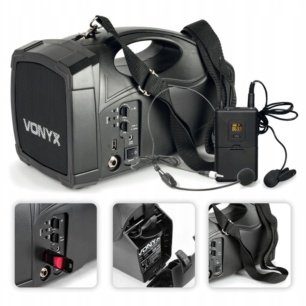 Nagłośnienie mobilne Głośnik Bt Usb mikrofon Uhf