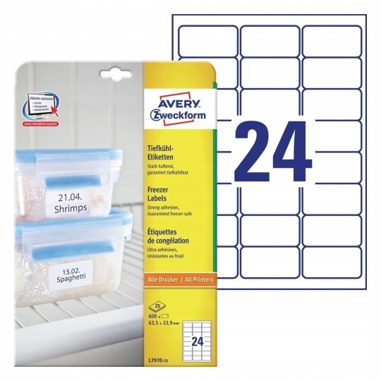 

Etykiety Na Mrożonki Avery 63,5x33,9mm L7970-25