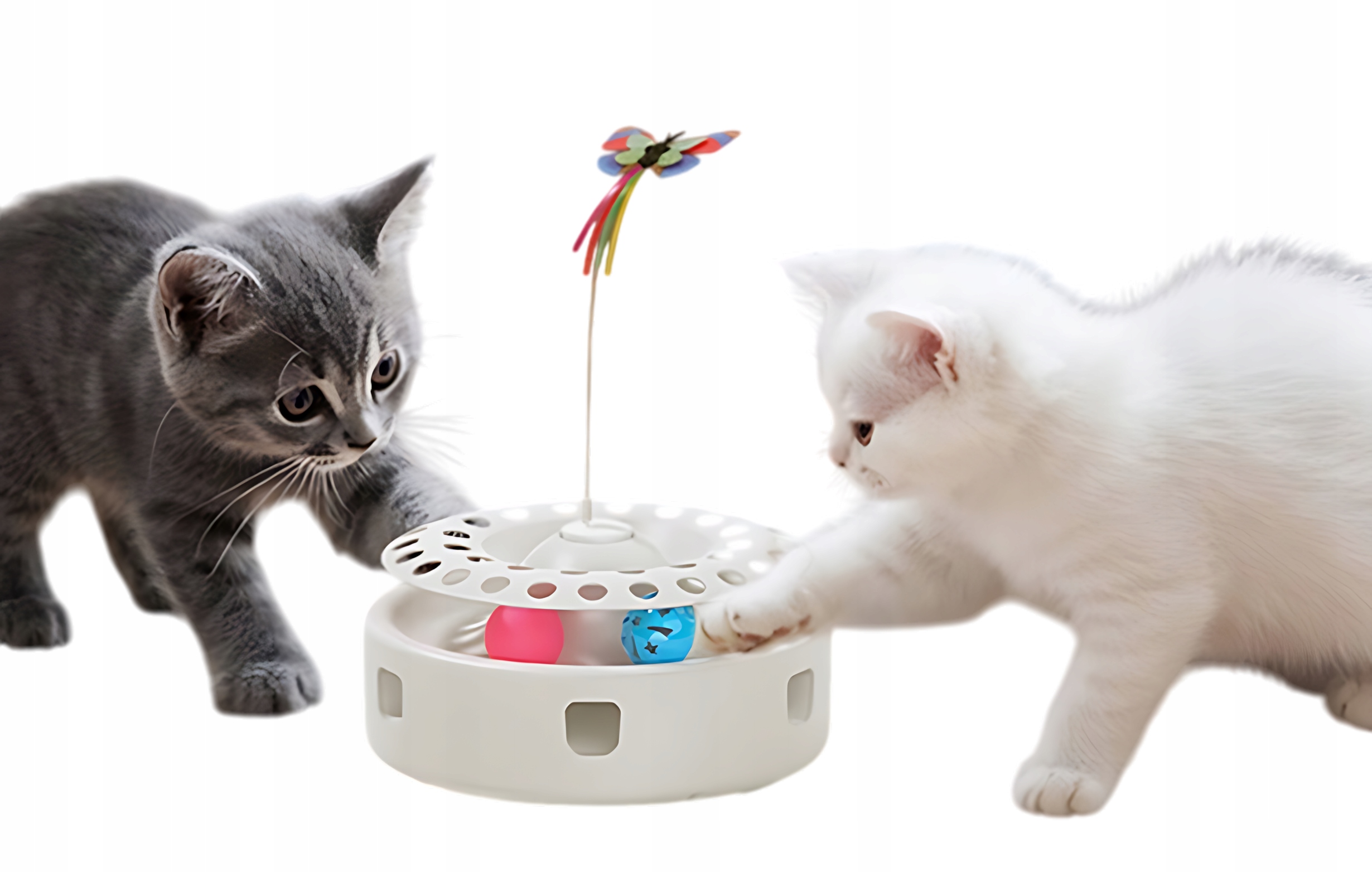 Levně Rojeco interaktivní Hračka Pro Kočky 3 v 1 motýl/peří a míčky